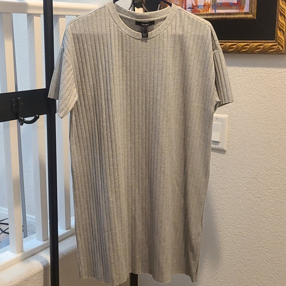 Forever 21 Light gray Ribbed T-shirt Dress